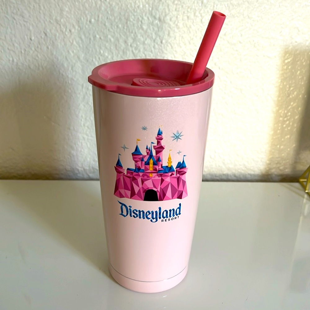 Pink Disneyland Parks Starbucks Travel Mug w/ Straw